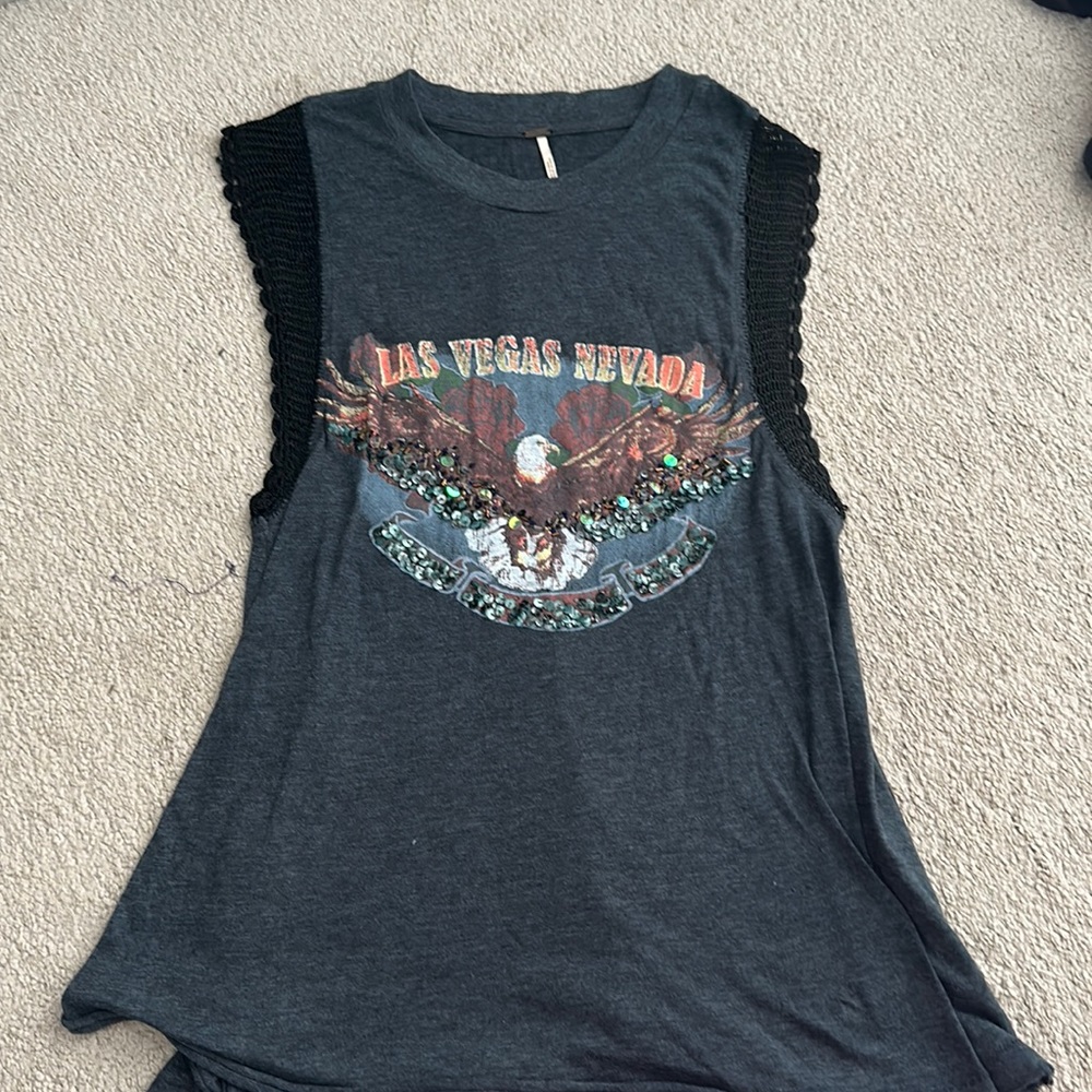 Free people  rocket cap sleeve emblem tee. Never worn